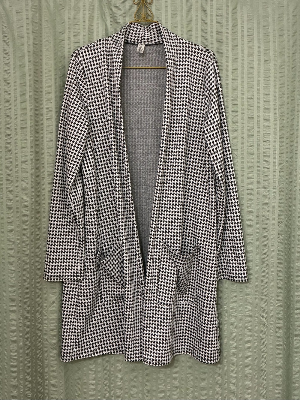 Open-Front Houndstooth Long Cardigan NWOT